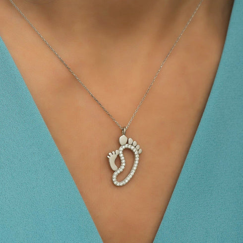 Hallmark Silver Mother With Baby Footprint Pendant
