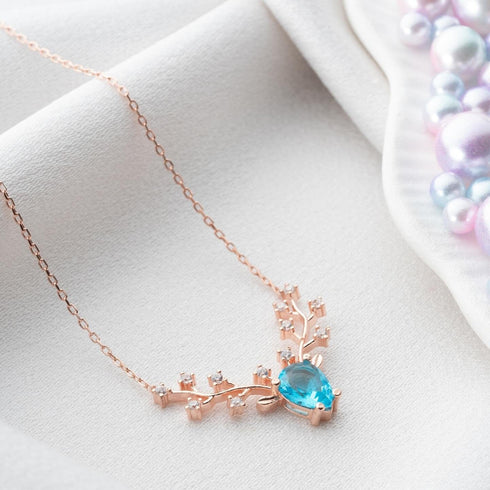 Hallmark Silver Rose Gold Plated Reindeer Necklace