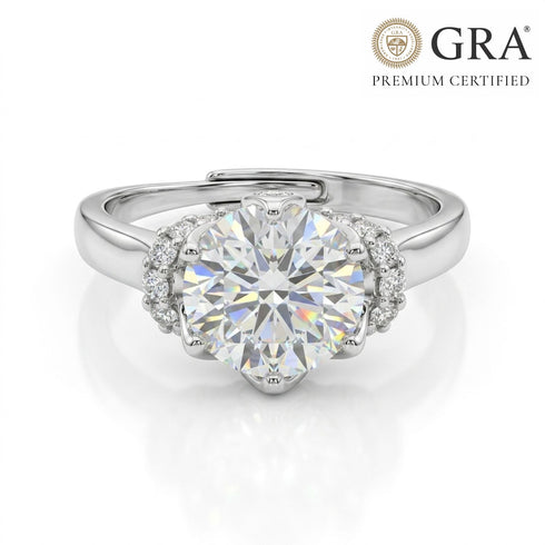 Moissanite 2 Carat Diamond Classic 925 Pure Silver Engagement Ring for women - Free Size