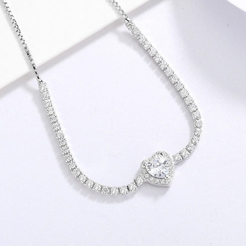Hallmark Silver Heart Cut Diamond Bracelet