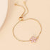 Hallmark Silver Pink Flower American Diamond Gold Plated Bracelet