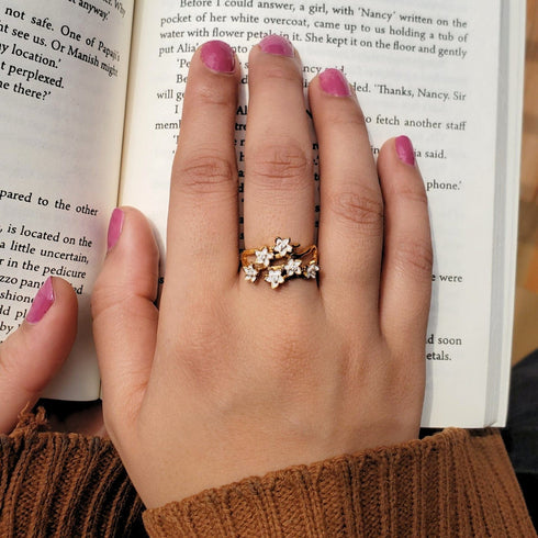 Hallmark Silver Gold Floral Ring