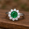 Zarkan 925 Silver Green Flower Solitaire American Diamond Ring