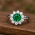 Zarkan 925 Silver Green Flower Solitaire American Diamond Ring