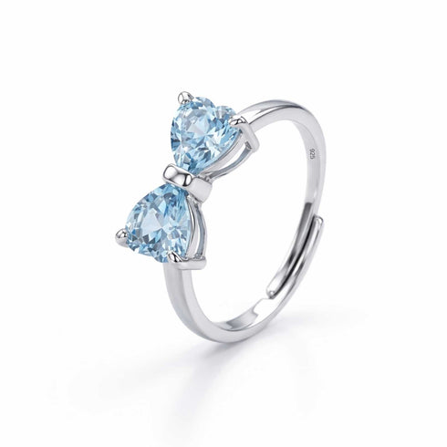 Hallmark Silver Blue Heart Bow Ring