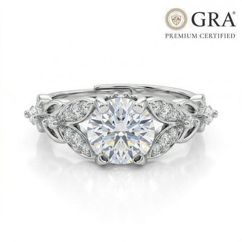 Moissanite 1 Carat Diamond White Crown 925 Pure Silver Engagement Ring for women- Free Size
