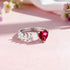 Zarkan 925 Silver Ruby Heart Solitaire American Diamond Heart Ring