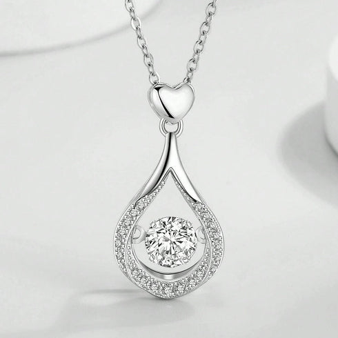 Hallmarked Silver Drop Heart Pendant With Chain