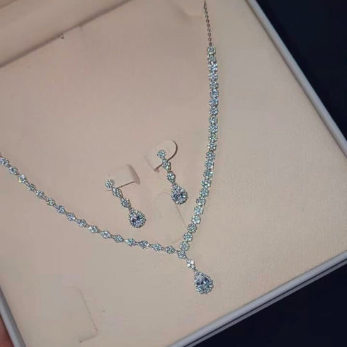 Hallmark Silver American Diamond Perfect For Wedding & Party Jewelry Set