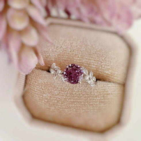 Hallmark Silver Between the Leaf Alexandrite Ring