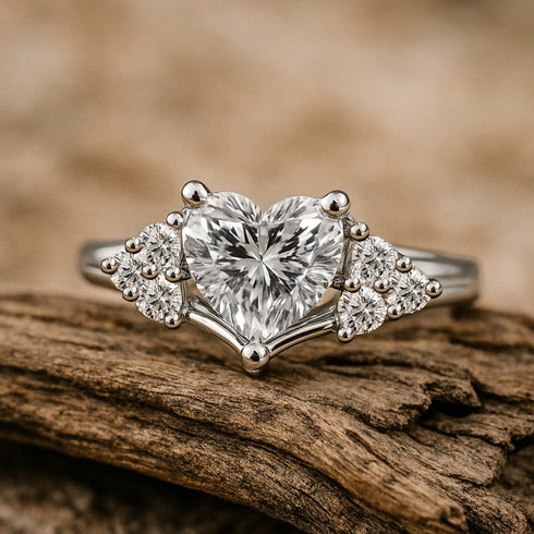 Zarkan White Diamond Pure Silver Love Ring