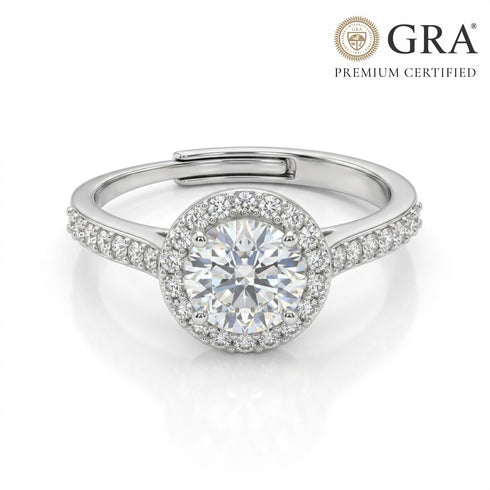 0.75 Carat Moissanite Diamond Round Rays Silver Ring for women - Free Size