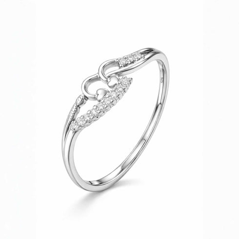 Zarkan Pair Heart Love Silver Zircon Ring