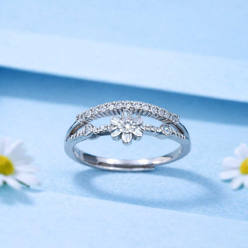 Zarkan Floral Cute Crown Pure Silver Ring