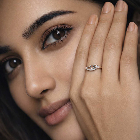 Zarkan Pair Heart Love Silver Zircon Ring