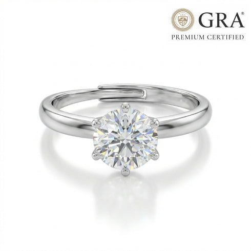 Moissanite Diamond Solitaire .8 Carat Premium 925 Silver Ring for women- Free Size