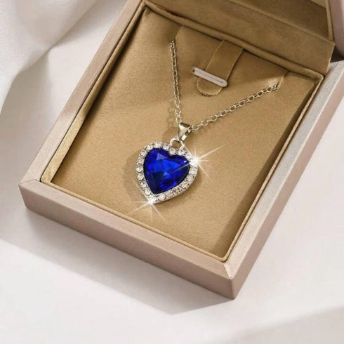 Hallmark Silver Timeless Heart & Sapphire Ring And Pendant Gift Set