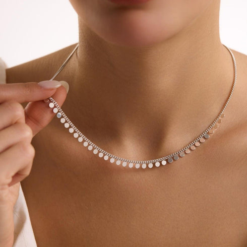 Hallmark Silver Rhodium Plated Minimalist Authentic Sequined Necklace