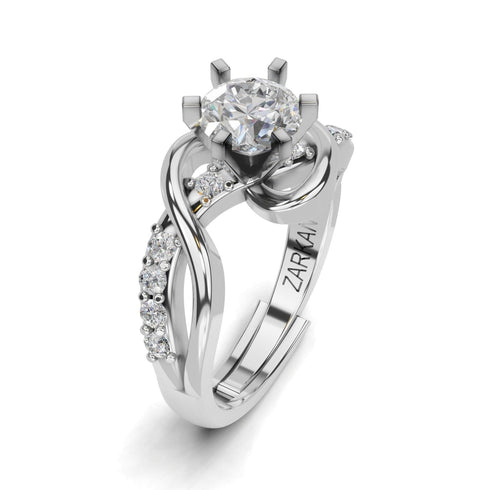 Moissanite Diamond Solitaire 1.2 Carat Be With Me Silver Solitaire Ring for women- Free Size