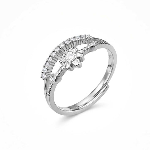 Zarkan Floral Cute Crown Pure Silver Ring