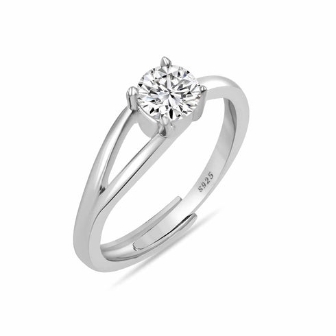 Hold Her Solitaire Sterling Silver Ring