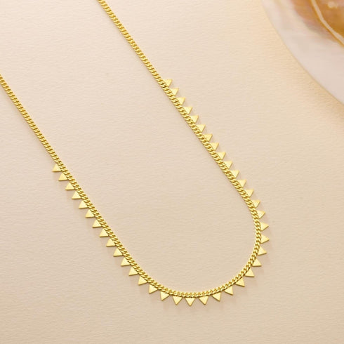 Hallmark Silver Gold Plated Gourmet Chain Minimalist Triangle Necklace