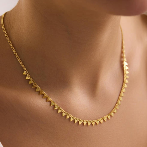 Hallmark Silver Gold Plated Gourmet Chain Minimalist Triangle Necklace