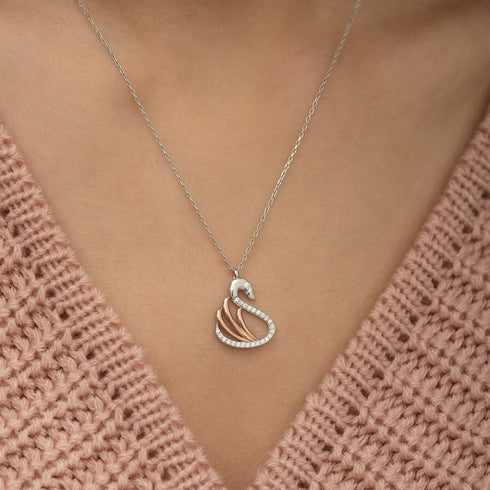 Hallmark Silver Swan Pendant Necklace for Women