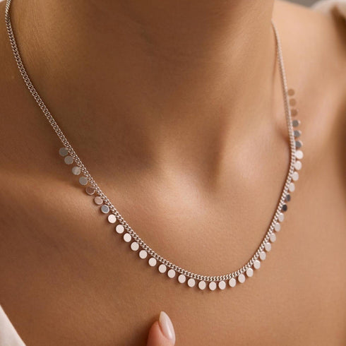 Hallmark Silver Rhodium Plated Minimalist Authentic Sequined Necklace
