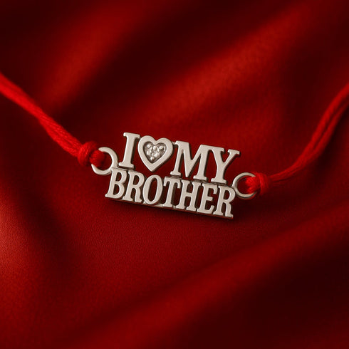 Zarkan I Love My Brother Silver Rakhi With Roli Chawal