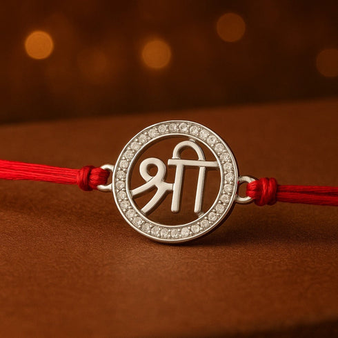 Zarkan Precious Silver Shree Rakhi With Roli Chawal