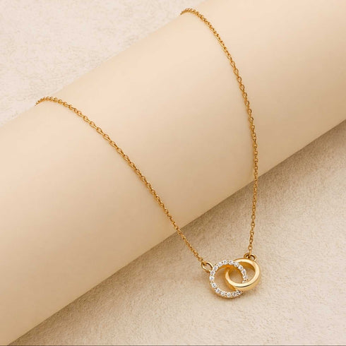 Hallmarked Silver Interlocking Circle Gold Plated Pendant for Women