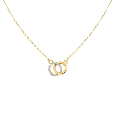 Hallmarked Silver Interlocking Circle Gold Plated Pendant for Women