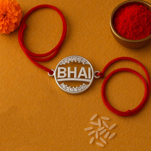 Zarkan BHAI Pure Silver Rakhi With Roli Chawal