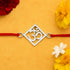 Zarkan OM Pure Silver Rakhi With Roli Chawal
