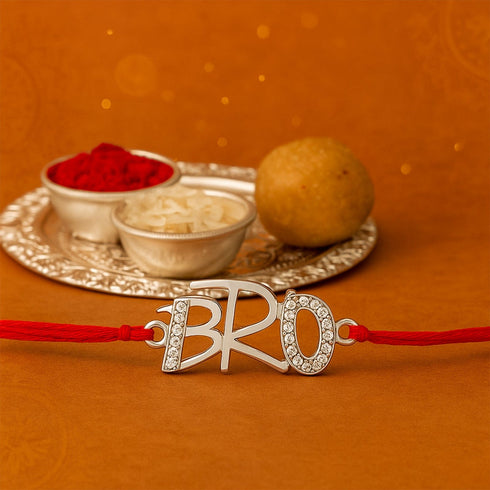 Zarkan Funky BRO Pure Silver Rakhi With Roli Chawal