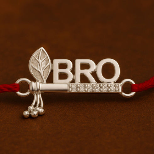 Zarkan Precious Silver Krishna Bansuri Rakhi For BRO With Roli Chawal