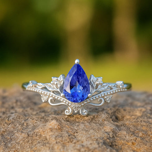 Hallmark Silver Lotus Tanzanite Ring