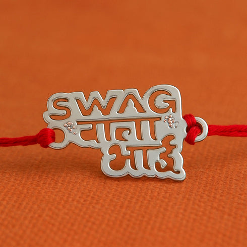 Zarkan Swag Wala Bhai Pure Silver Rakhi With Roli Chawal