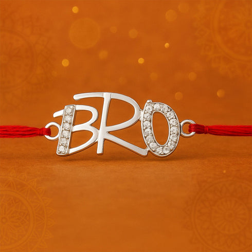 Zarkan Funky BRO Pure Silver Rakhi With Roli Chawal