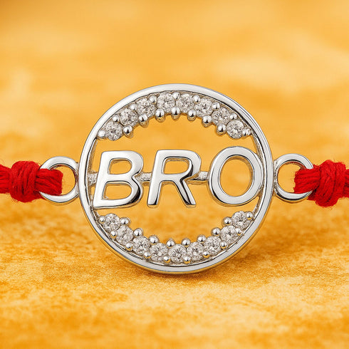 Zarkan BRO Silver Rakhi With Roli Chawal