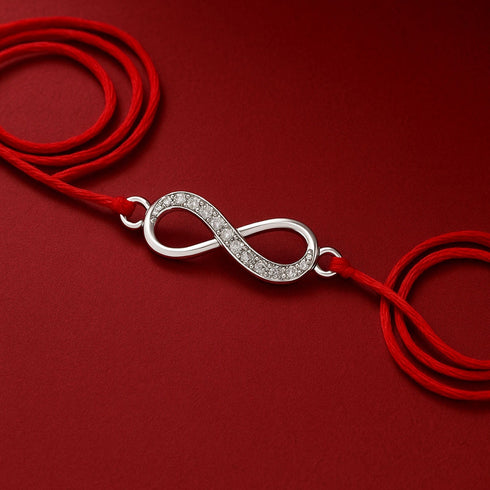 Zarkan Infinity Love Precious Silver Rakhi With Roli Chawal