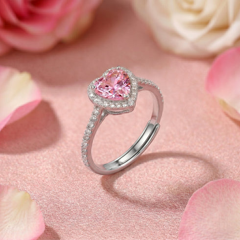 Hallmark Silver Love Pink Heart Ring