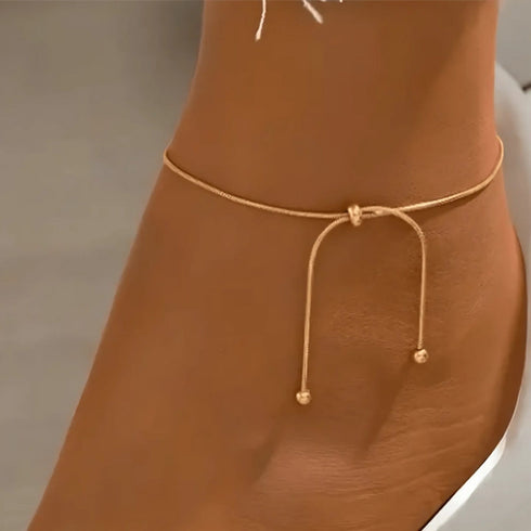Hallmark Silver Elegant Chain Adjustable Gold Plated Ankle Bracelet For Women