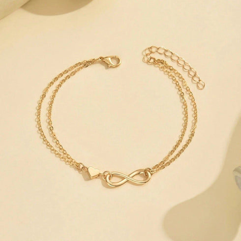 Hallmark Silver Minimalist Infinity Love Gold Plated Anklet For Women