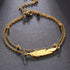 Hallmark Silver Feather Double-layer Beaded Gold Plated Anklet For Women