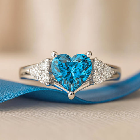Zarkan 925 Hallmark Royal Blue Diamond Hallmarked Silver Love Adjustable Ring