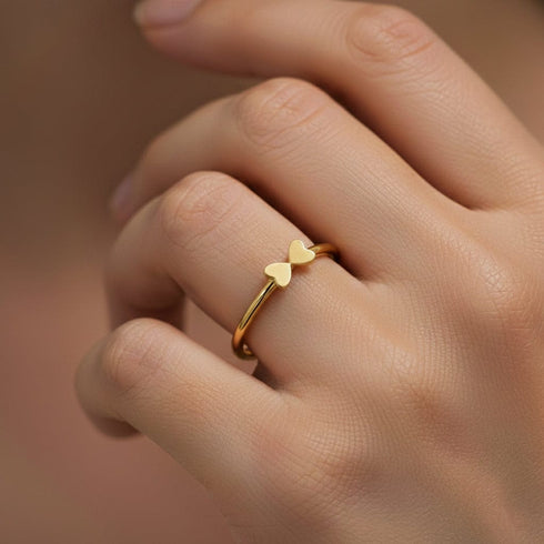 Hallmark Silver Cute Love Heart Minimal Gold Plated Ring