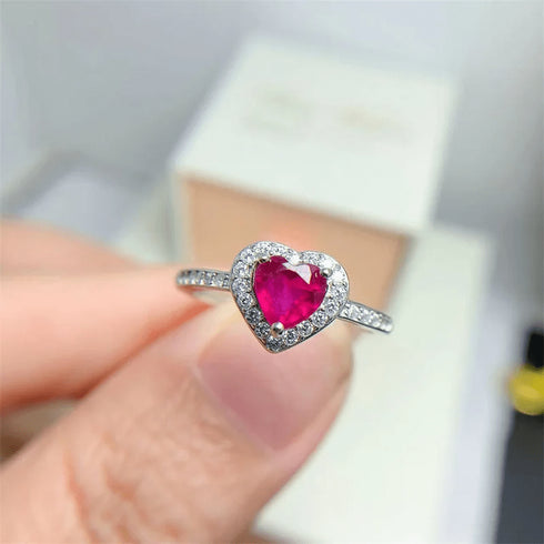 Hallmarked Silver Sweet Heart Pink Ring