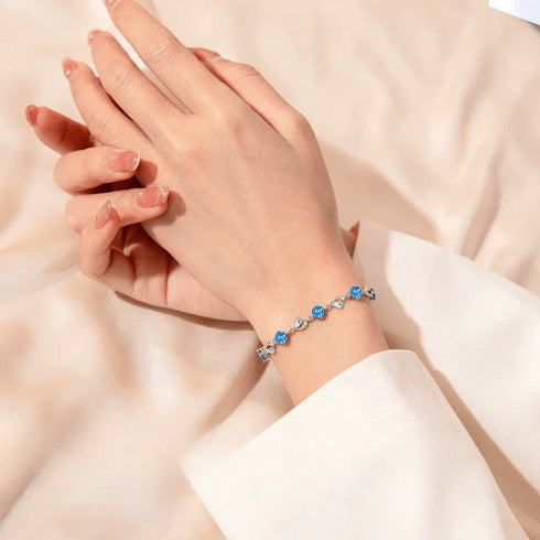 Hallmark Silver Blue Crystal Heart Bracelet